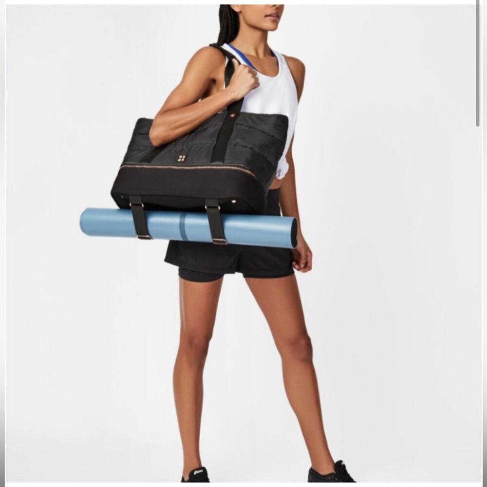 Sweaty Betty Icon Luxe Black Quilted Weekender Gym Bag